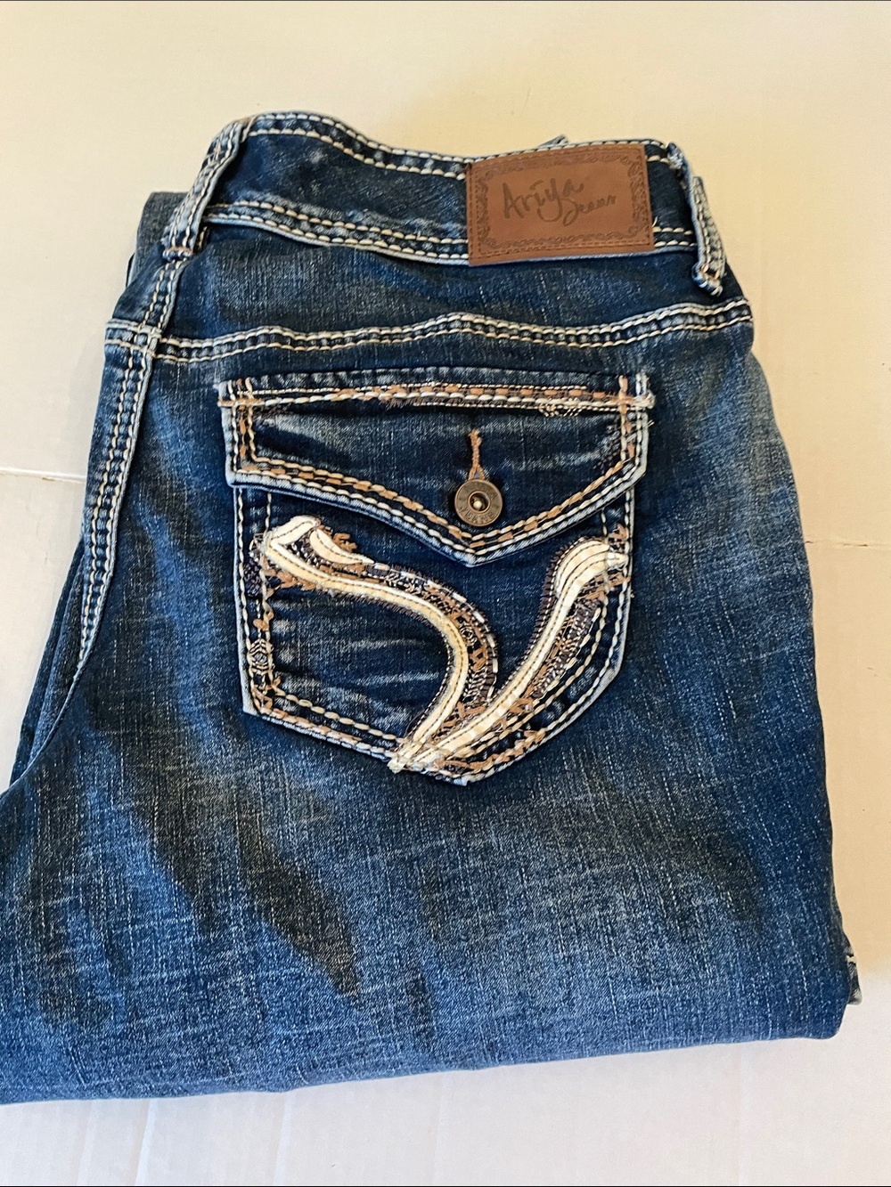 Ariya Womens Thick Stitched Jeans